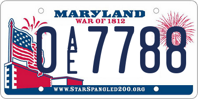 MD license plate 0AE7788