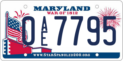 MD license plate 0AE7795
