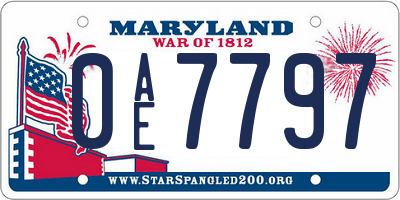 MD license plate 0AE7797