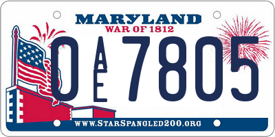 MD license plate 0AE7805