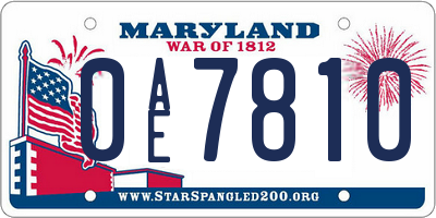 MD license plate 0AE7810