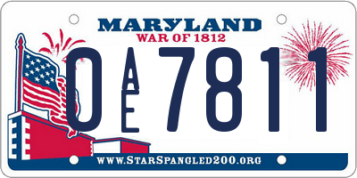 MD license plate 0AE7811