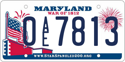 MD license plate 0AE7813