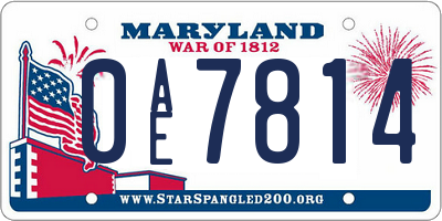 MD license plate 0AE7814