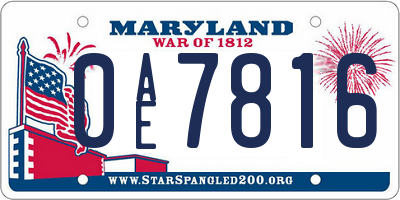 MD license plate 0AE7816
