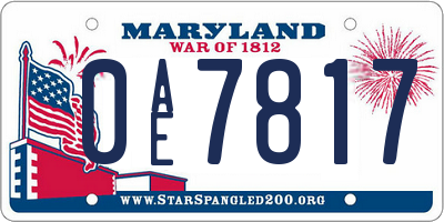 MD license plate 0AE7817