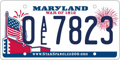 MD license plate 0AE7823