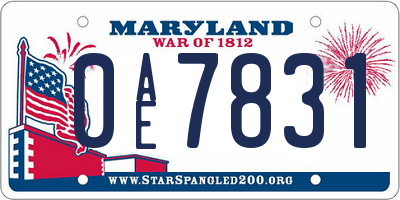 MD license plate 0AE7831