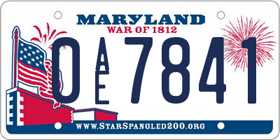 MD license plate 0AE7841