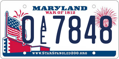 MD license plate 0AE7848
