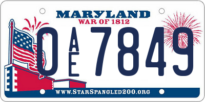 MD license plate 0AE7849