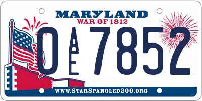 MD license plate 0AE7852