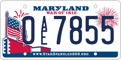 MD license plate 0AE7855