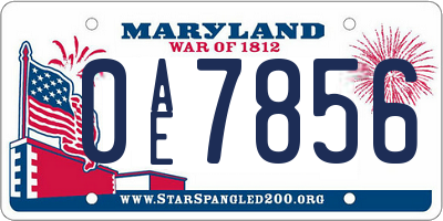MD license plate 0AE7856