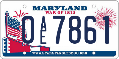 MD license plate 0AE7861