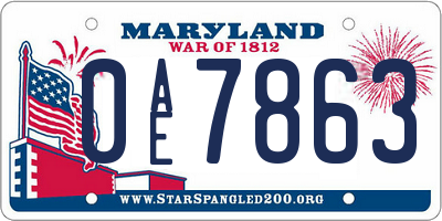 MD license plate 0AE7863