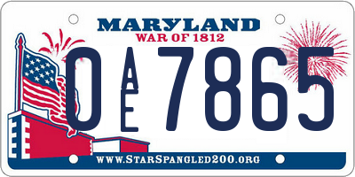 MD license plate 0AE7865