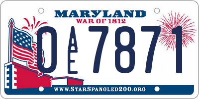 MD license plate 0AE7871