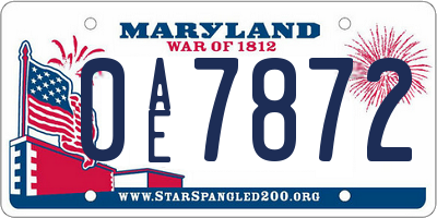 MD license plate 0AE7872