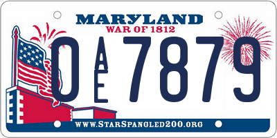 MD license plate 0AE7879