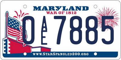MD license plate 0AE7885