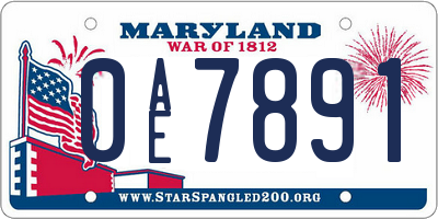 MD license plate 0AE7891