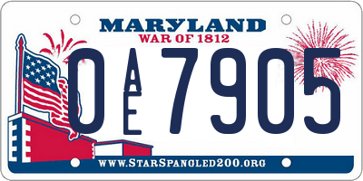 MD license plate 0AE7905