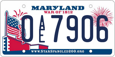 MD license plate 0AE7906