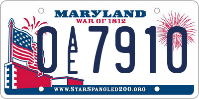 MD license plate 0AE7910