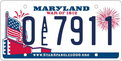 MD license plate 0AE7911