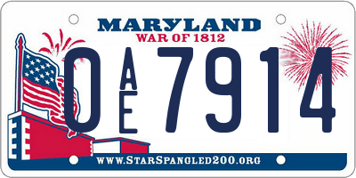 MD license plate 0AE7914