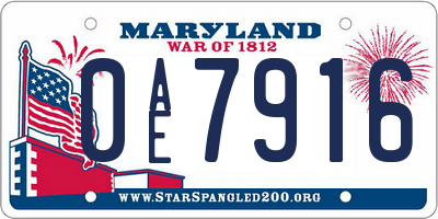 MD license plate 0AE7916