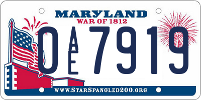 MD license plate 0AE7919