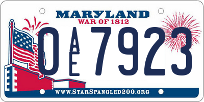 MD license plate 0AE7923