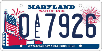 MD license plate 0AE7926