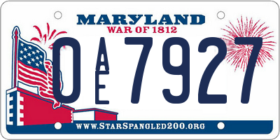MD license plate 0AE7927