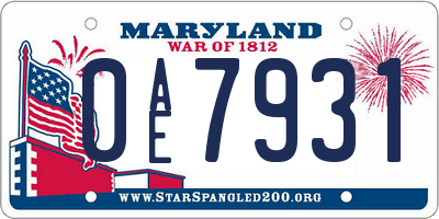 MD license plate 0AE7931