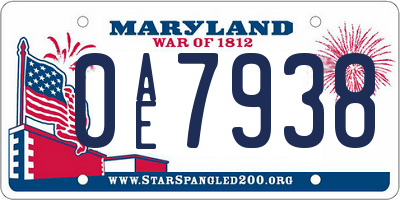 MD license plate 0AE7938