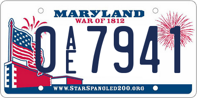 MD license plate 0AE7941