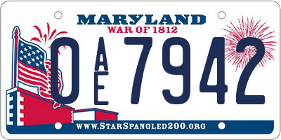 MD license plate 0AE7942