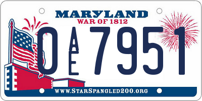 MD license plate 0AE7951