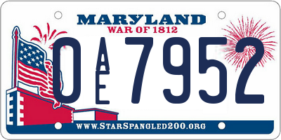 MD license plate 0AE7952