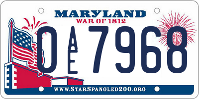 MD license plate 0AE7968