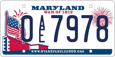 MD license plate 0AE7978