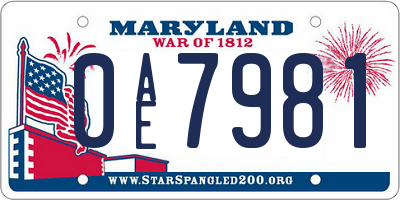 MD license plate 0AE7981