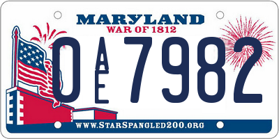 MD license plate 0AE7982