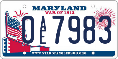 MD license plate 0AE7983
