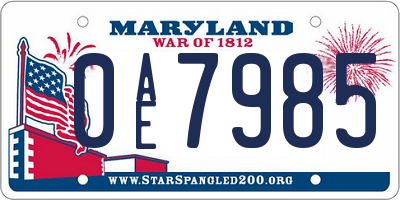 MD license plate 0AE7985