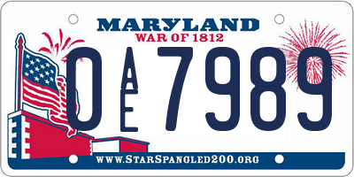 MD license plate 0AE7989