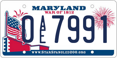 MD license plate 0AE7991